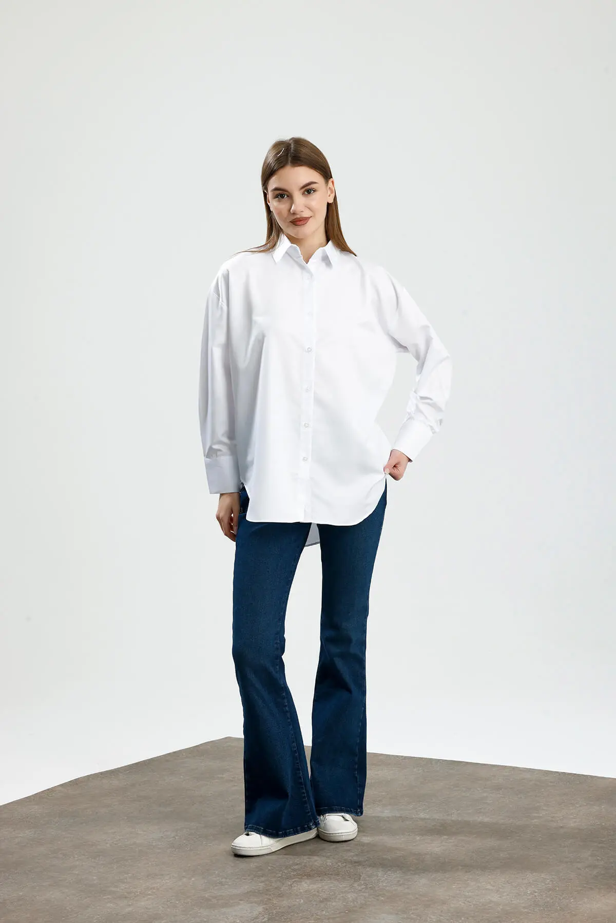 OVERSIZE SATEN GÖMLEK BEYAZ - 2