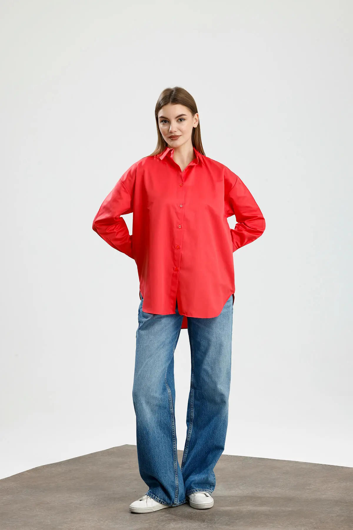 OVERSIZE SATEN GÖMLEK NAR ÇİÇEĞİ - 2