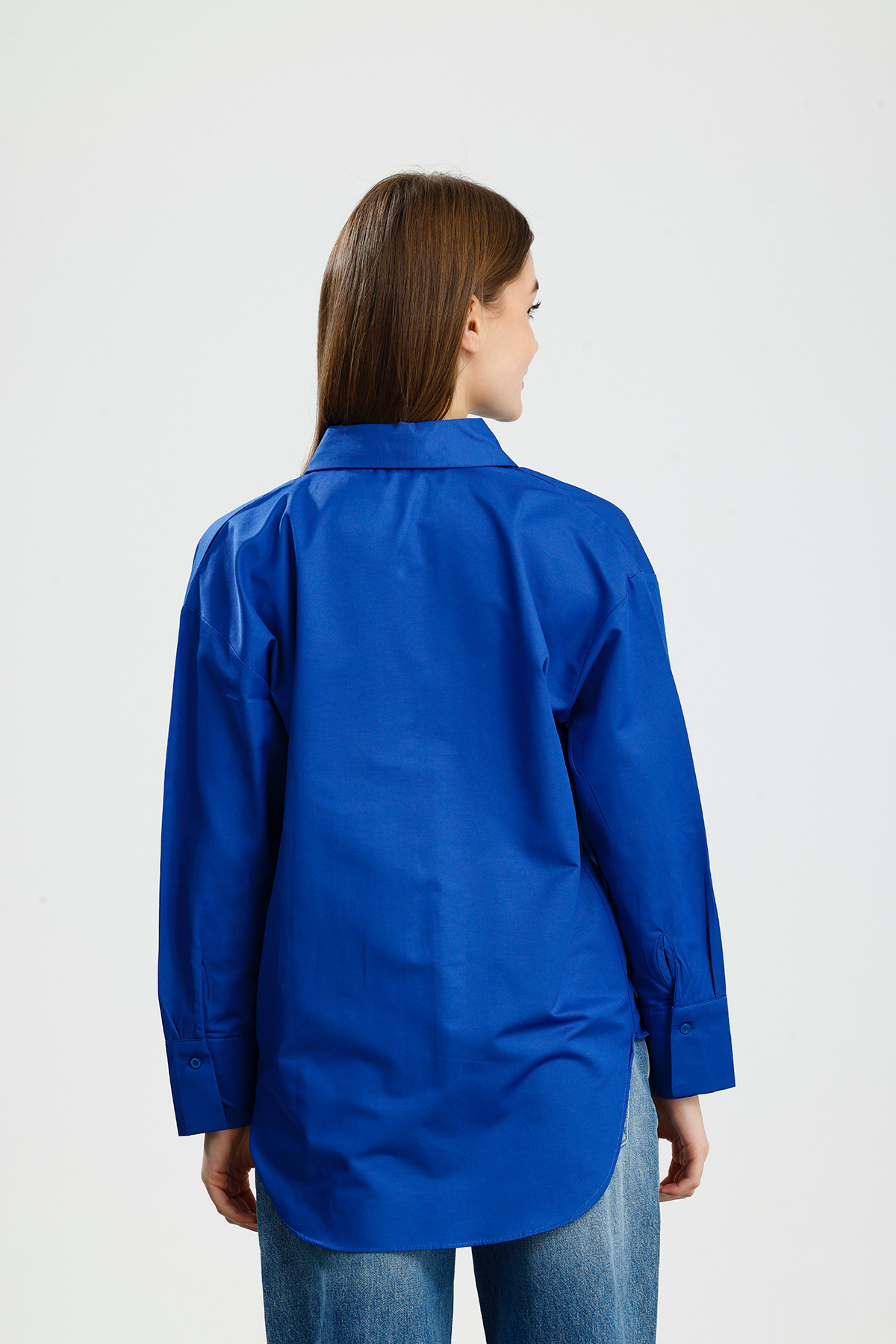 OVERSIZE SATEN GÖMLEK SAKS - 3