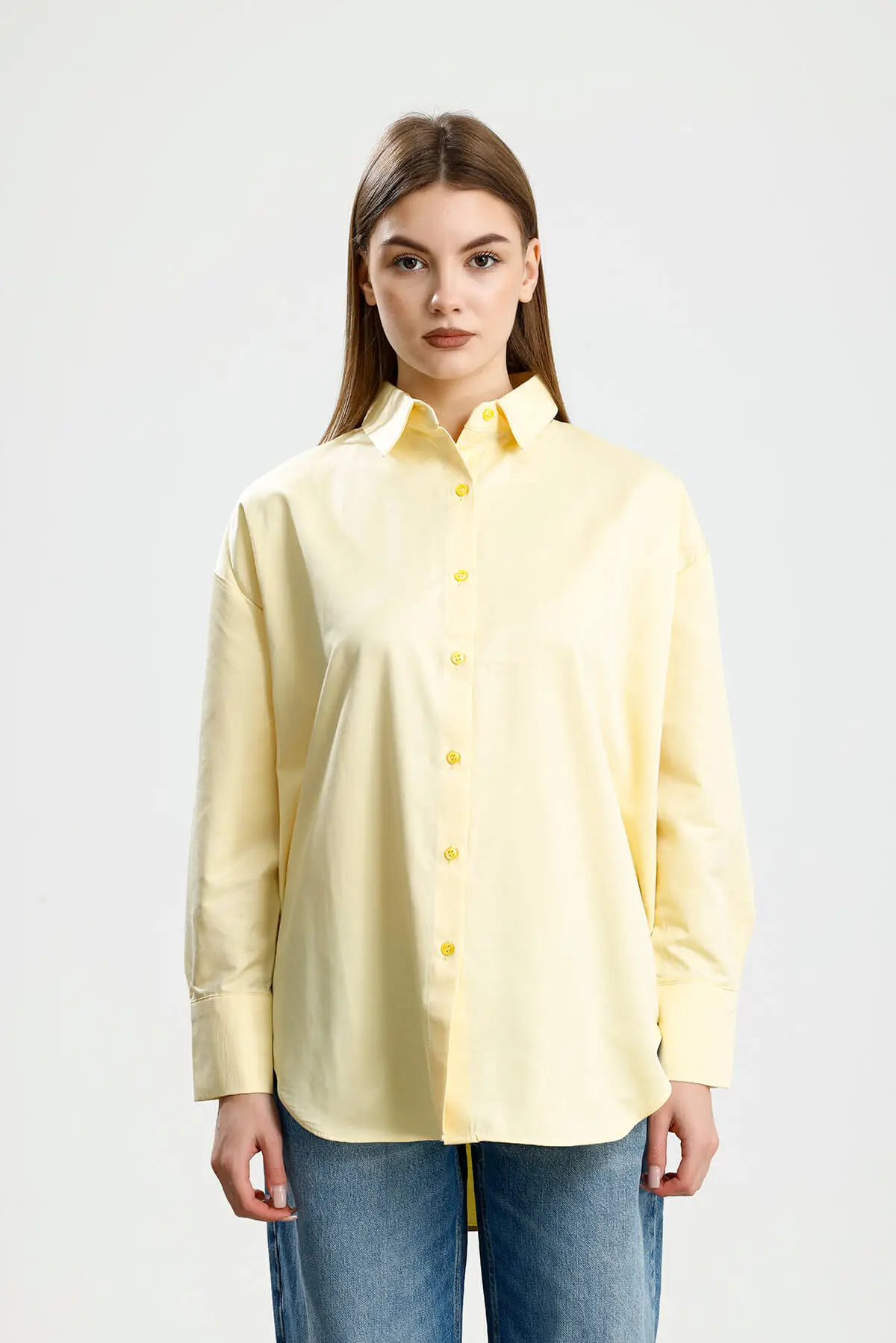 OVERSIZE SATEN GÖMLEK SARI