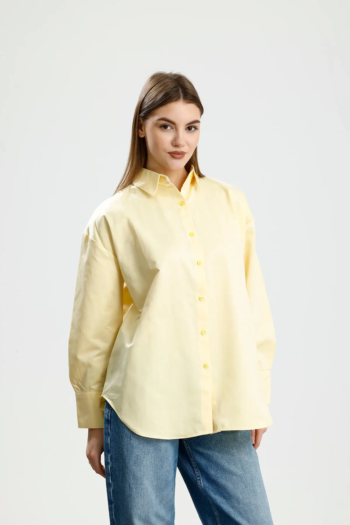 OVERSIZE SATEN GÖMLEK SARI - 2