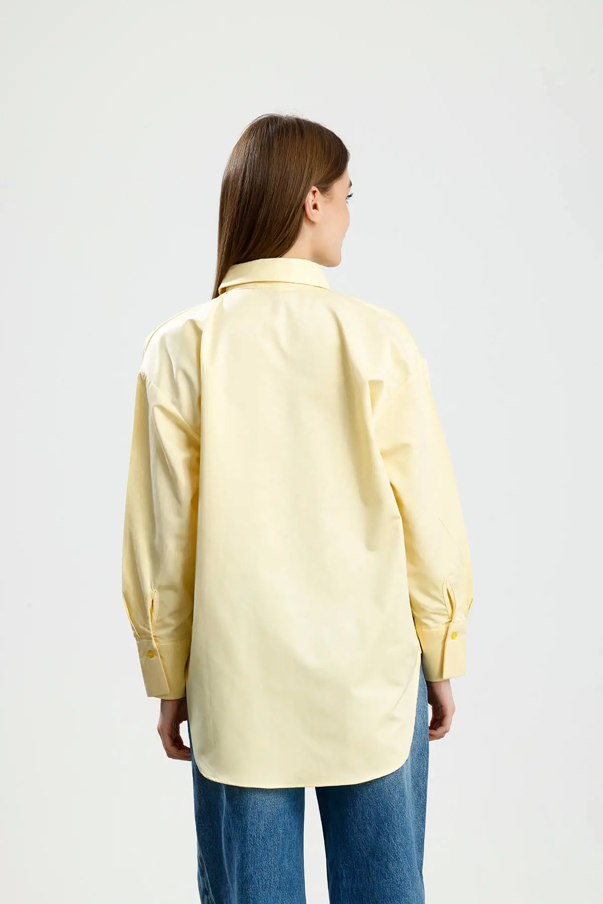 OVERSIZE SATEN GÖMLEK SARI - 3