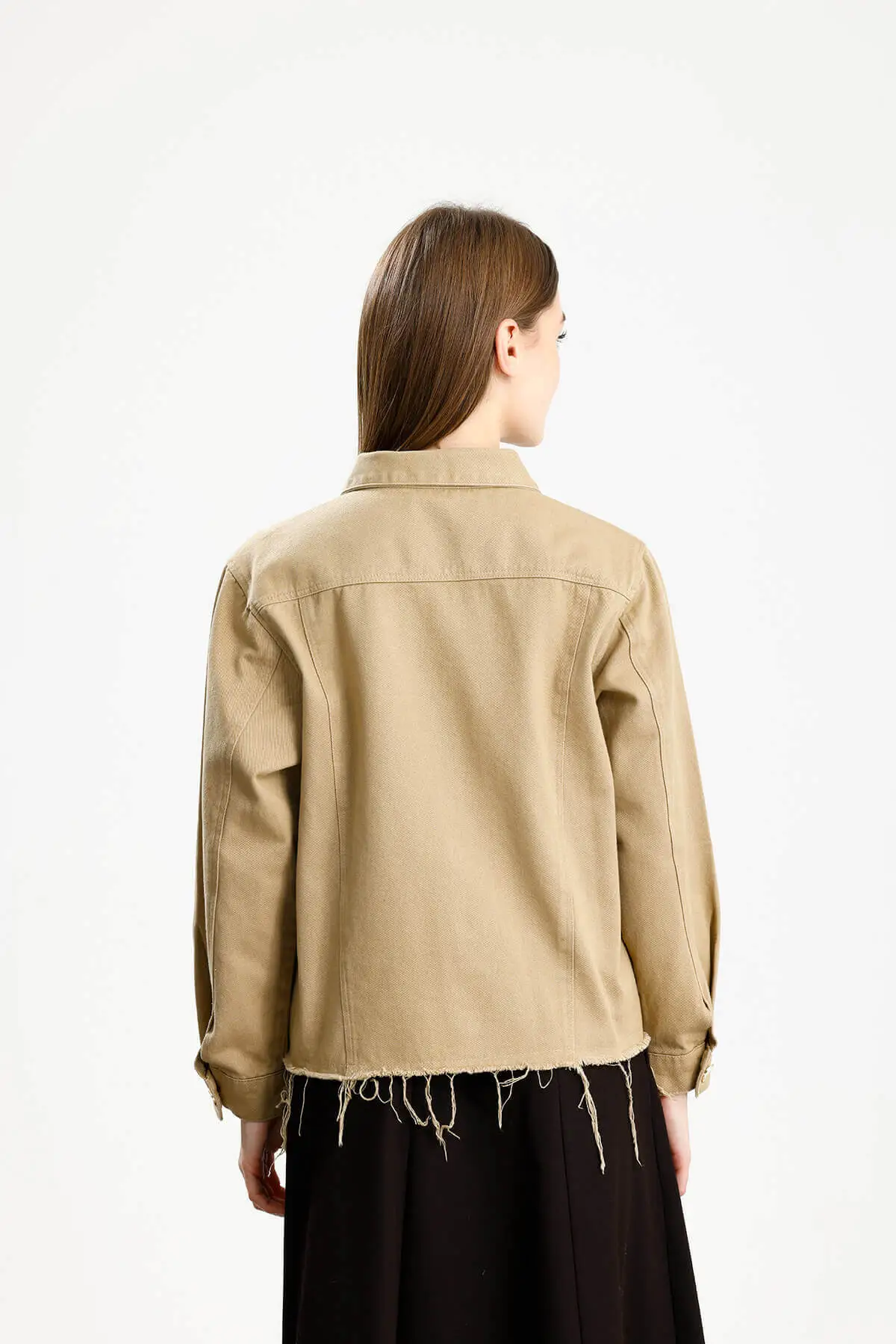 PAMUKLU GABARDİN CEPLİ FIT CEKET HARDAL - 3