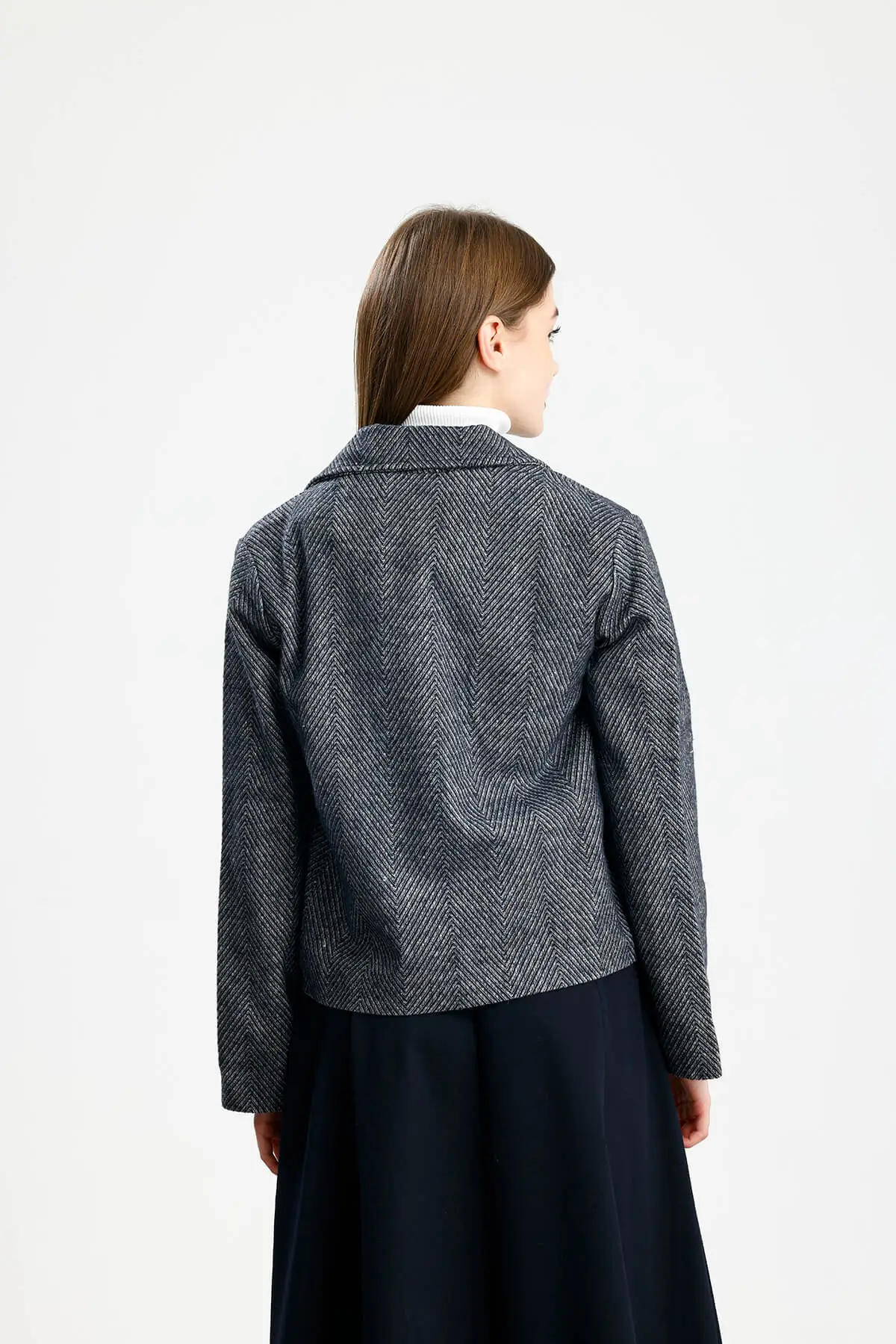 PAMUKLU KAŞE BALIKSIRTI FIT CEKET LACİVERT - 3