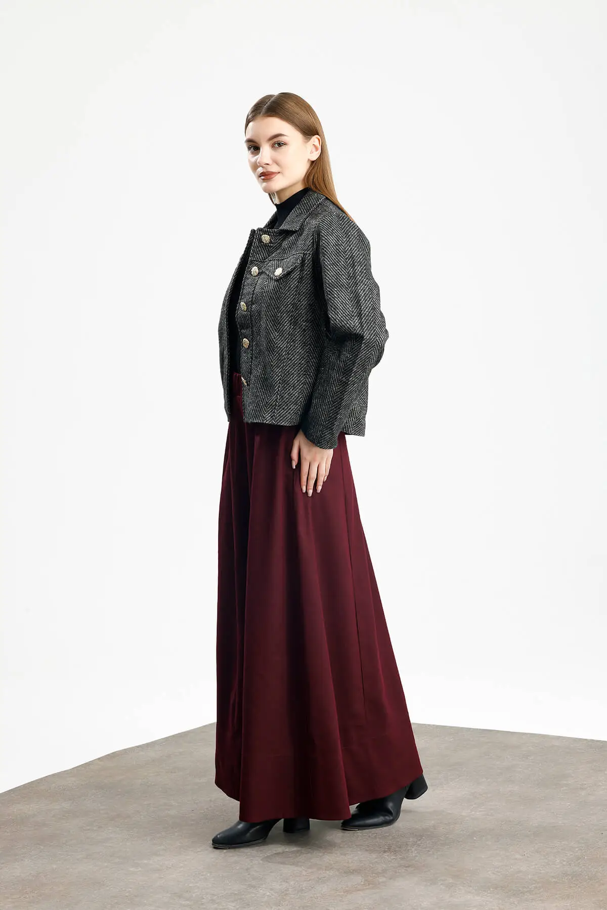 PAMUKLU KAŞE BALIKSIRTI FIT CEKET SİYAH - 2