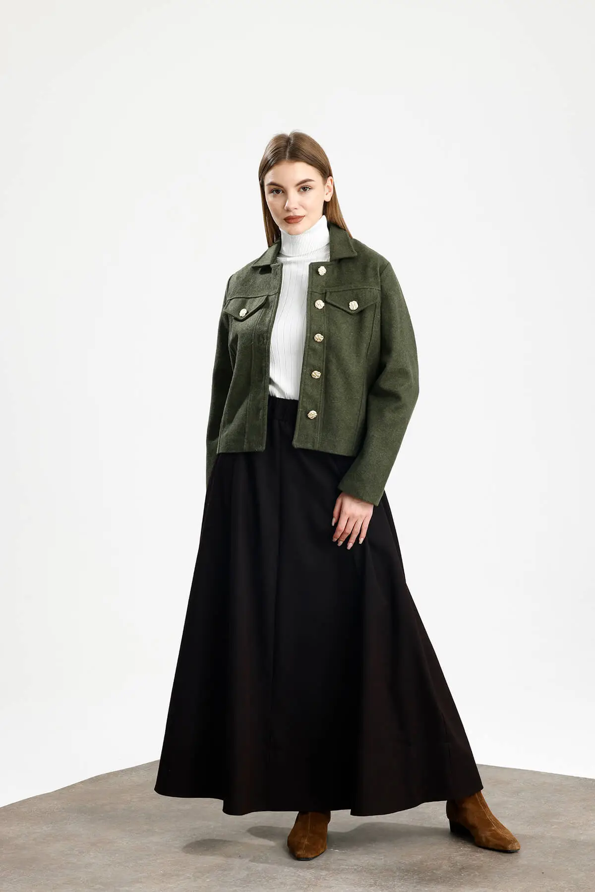 PAMUKLU KAŞE FIT CEKET HAKİ - 2