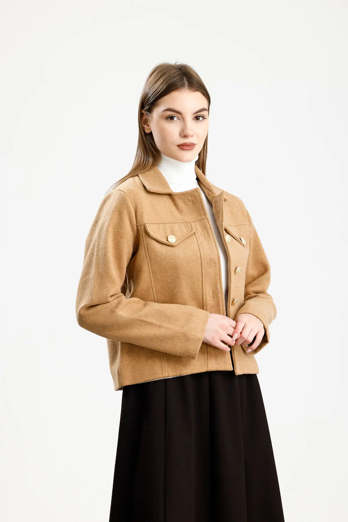 PAMUKLU KAŞE FIT CEKET HARDAL - 2