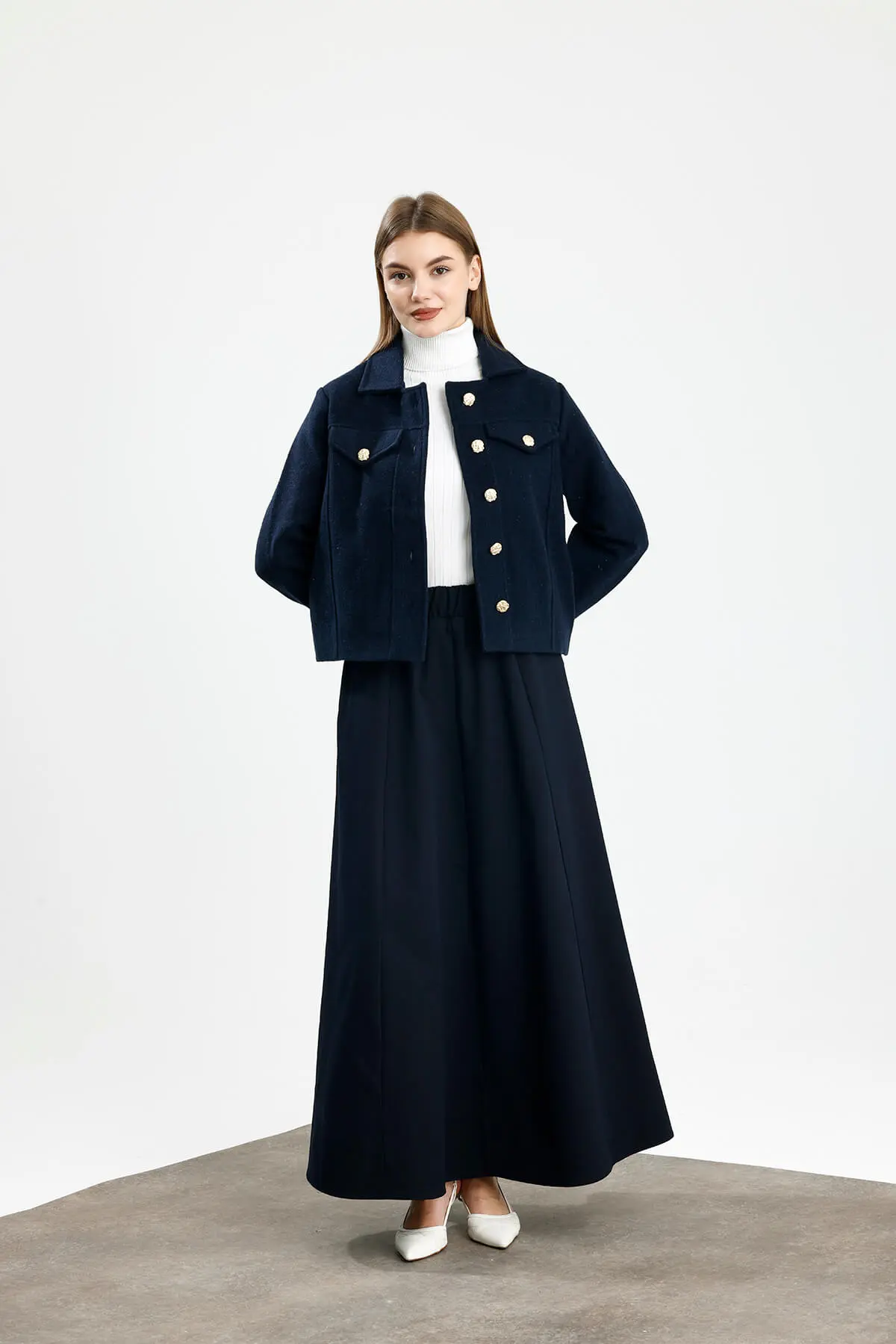 PAMUKLU KAŞE FIT CEKET LACİVERT - 2