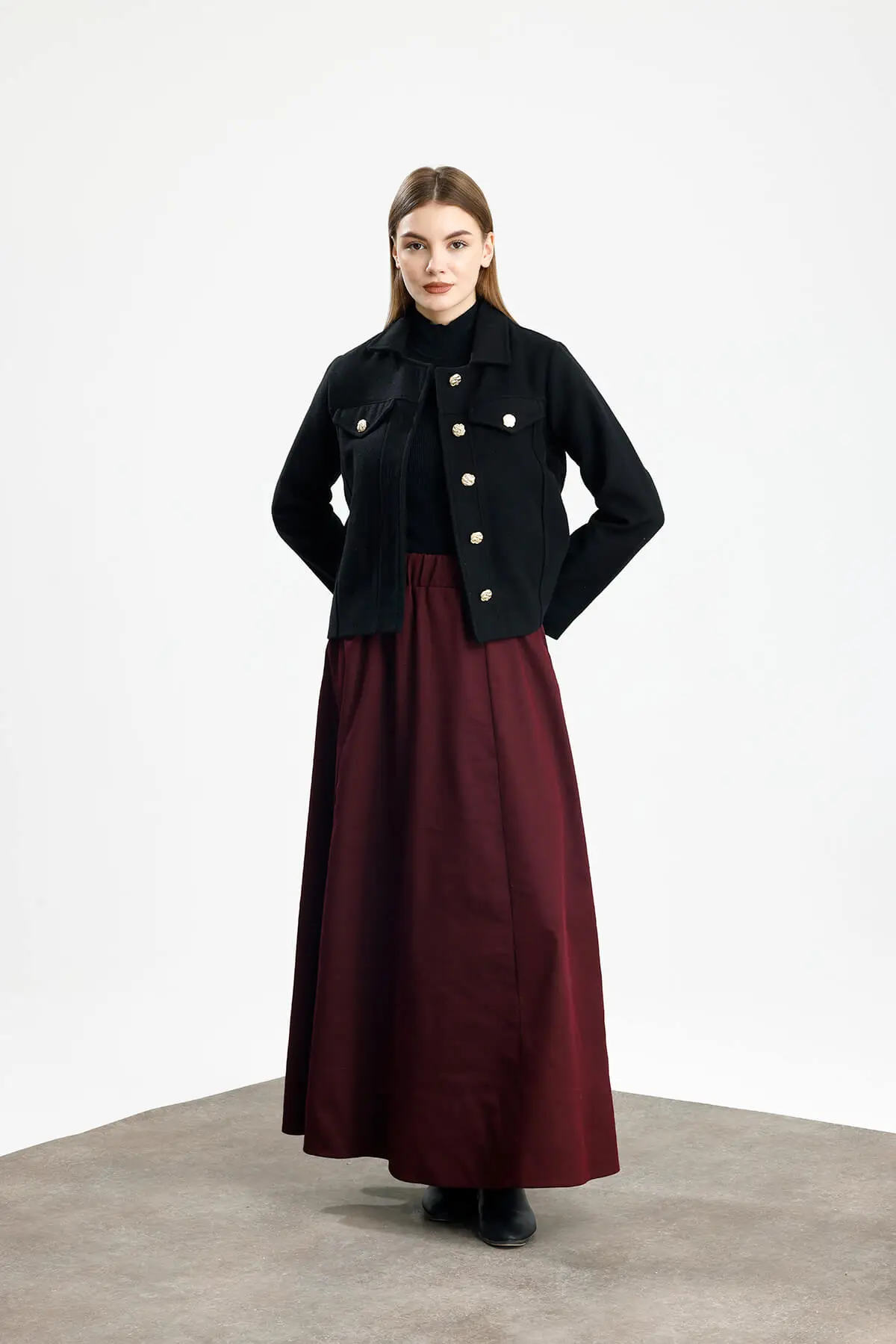 PAMUKLU KAŞE FIT CEKET SİYAH - 2